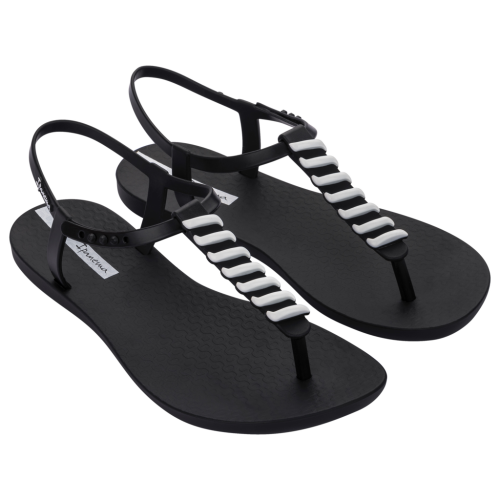 Дамски гумени сандали в черно и бяло 83337/AG652