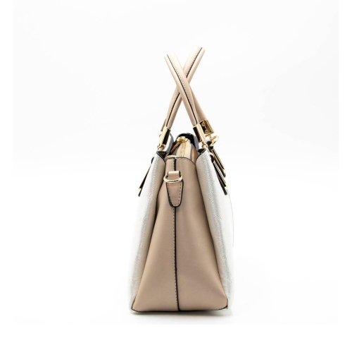 Дамска елегантна чанта в сребро и бежово 1082 M46 P.Baski Silver&Polo