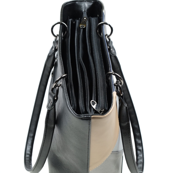 Дамска елегантна чанта в черно и цветове 2455