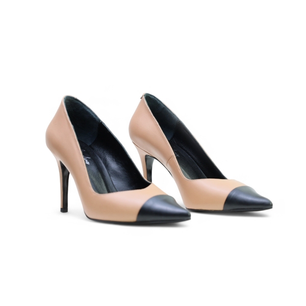 Дамски елегантни обувки в черно и бежово 271-24 Angelina Ricci