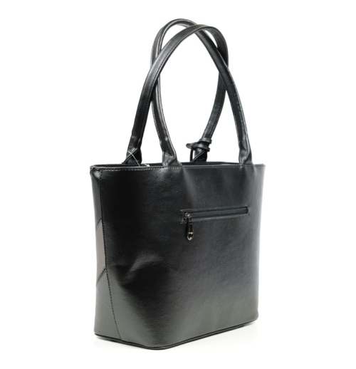 Дамска елегантна чанта в черно и тъмно сребро 2564