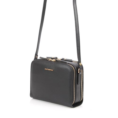 Дамска елегантна чанта през рамо черна 888 M105 eylul siyal Silver&Polo
